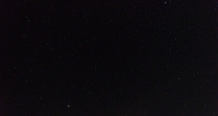 Blue night panorama, milky way sky and stars on a dark background, starry universe, nebula and...