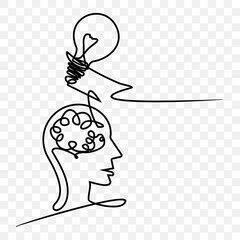 illustration of human brain intelligence, Hand drawing single one line 