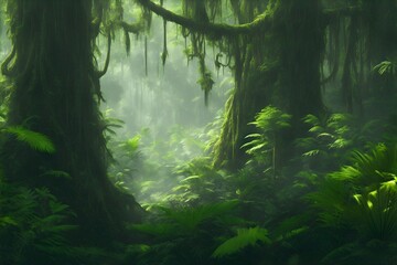 Fototapeta na wymiar Dense green forest. Generative AI. 