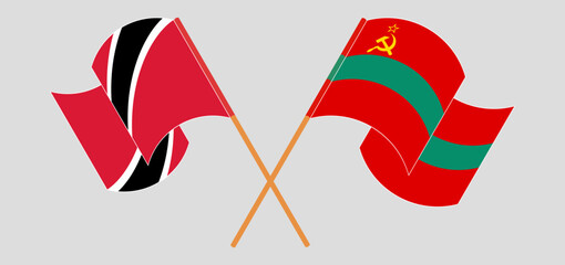 Crossed and waving flags of Trinidad and Tobago and Transnistria