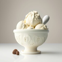 Fototapeta na wymiar Assorted flavors of mouthwatering ice cream scoops in a charming bowl ,made with Generative AI