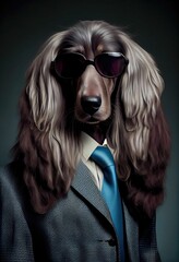 Portrait of a dog dressed in a formal business suit ,made with Generative AI