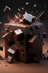 Pile of delectable chocolate chunks, delicate dessert ,made with Generative AI