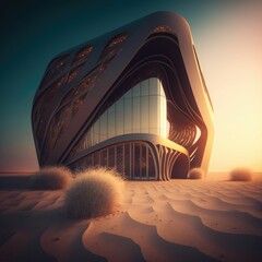 Futuristic home in the desert ,made with Generative AI