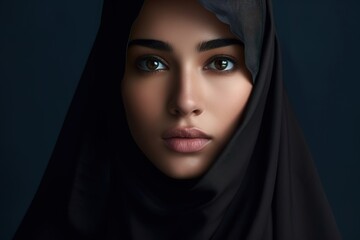 Naklejka premium Pretty muslim girl in hijab. Portrait Of Arab Beauty. Generative ai image