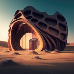 Futuristic home in the desert ,made with Generative AI