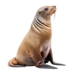 Fototapeta premium sea lion looking isolated on white