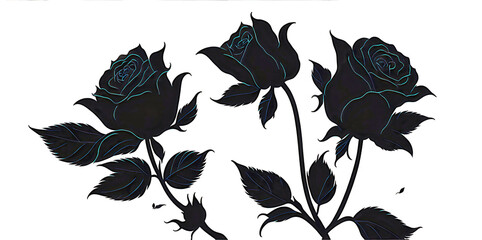 Black silhouette of flowers isolated on a white background