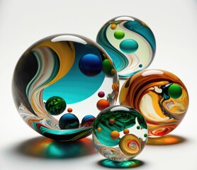 Obraz premium Vibrant background of different colored glass spheres ,made with Generative AI