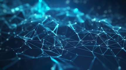 Obraz premium Abstract polygon connecting spot on blue background, design digital technology concept