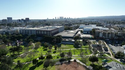 Los Angeles Fairfax and 3rd St Aerial Shot L in California USA