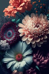 Vintage bouquet of beautiful flowers, foral background.Baroque old fashion style ,made with Generative AI