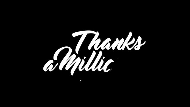 Animated Thank You with White Lettering On Black Background. Suitable Business presentation video cover title or trailer. animated intro video for professional channel tittle.