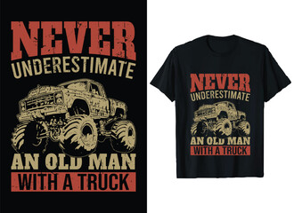 Monster truck T-Shirt Design vector Graphic, Vintage classic Truck Driver t-shirt, american flag T-Shirts, Funny Truck lover shirt. © Raju
