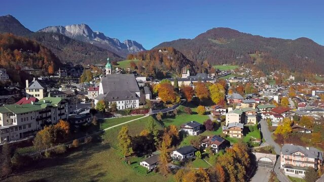 Aerial of Berchtesgaden, Bavaria, Germany