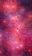 terrific pink fireworks in the night sky, illustration, generative ai