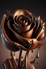 Chocolate black rose close-up ,made with Generative AI