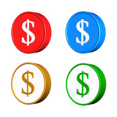dollar currency sign icon set 3D