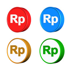 set of rupiah currency mark sign 3D