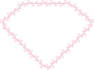 Diamond Shape Spiral Frame Leaf Flower frame laurel wreath floral vector pink pastel decoration leaves botanical borders border framing pressed flowers background wedding valentine anniversary congrat