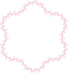 Hexagram Shape Spiral Frame Leaf Flower frame laurel wreath floral vector pink pastel decoration leaves botanical borders border framing pressed flowers background wedding valentine anniversary 