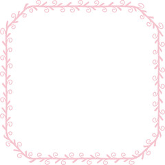 Square Emerald Shape Spiral Frame Leaf Flower frame laurel wreath floral vector pink pastel decoration leaves botanical borders border framing pressed flowers background wedding valentine anniversary 