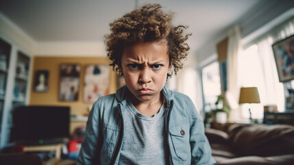 a child is angry and mad and offended or annoyed and stressed or screams and doesn't follow - obrazy, fototapety, plakaty