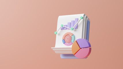 3d clipboard with business idea goals. Working data document graph chart report marketing research development planning management strategy analysis financial account. Statistical working. 3d render