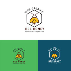 Organic Honey Bee Label Icon - Illustration