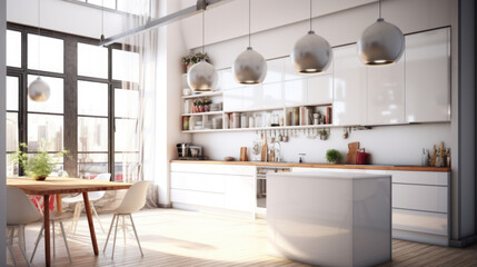 The modern kitchen interior