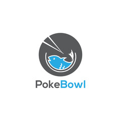 poke bowl logo design vector templet,