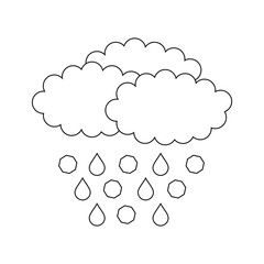 The icon of clouds and rain with hail on a white background.