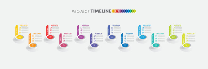 infographic Project timeline graph for 12 months modern diagram calendar, presentation vector infographic.