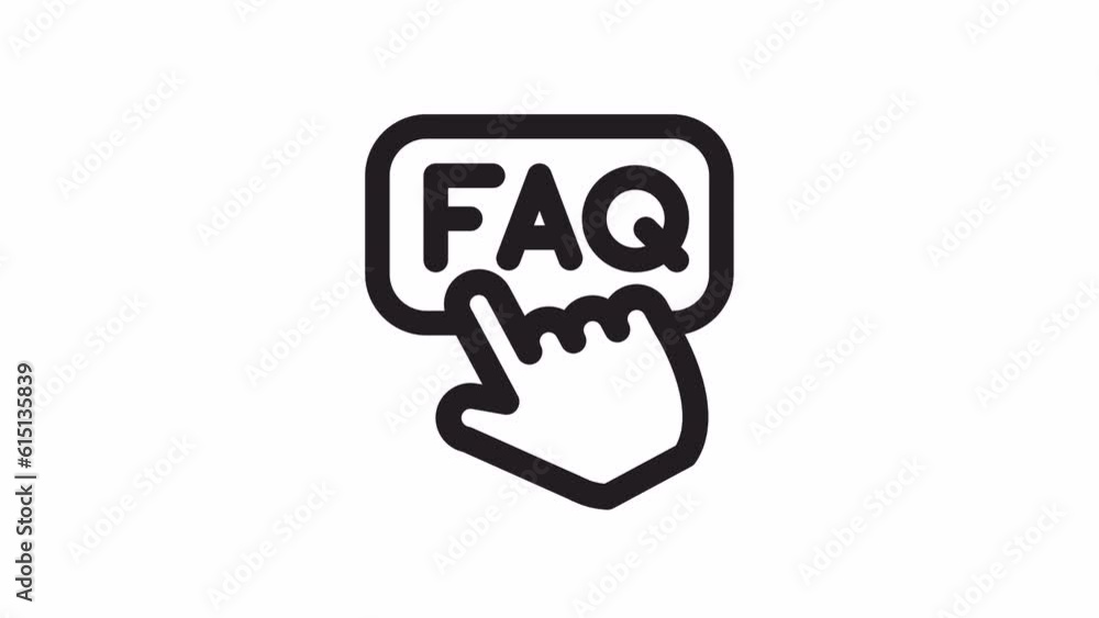 Poster click faq, questions and faq animated icon on transparent background.