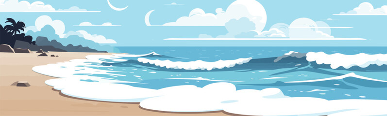 Fototapeta na wymiar ocean waves over sand beach vector flat isolated illustration