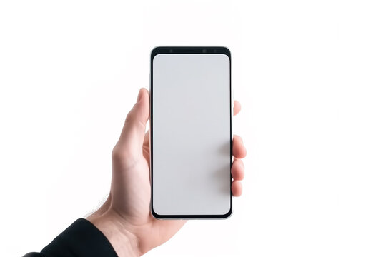 Mobile phone in hand, Generative AI illustration