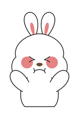 Cute Bunny Sticker Cartoon Illustration Isolated On White Background. Kawaii cute cartoon character design. 