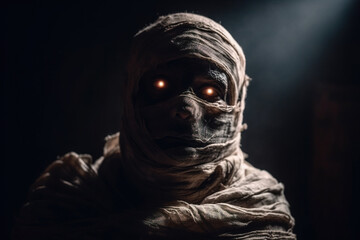 Portrait of ancient mummy becoming alive, Generative AI illustration - obrazy, fototapety, plakaty