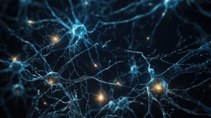 Neurons glowing , Generative AI illustration