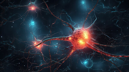 Neurons glowing , Generative AI illustration