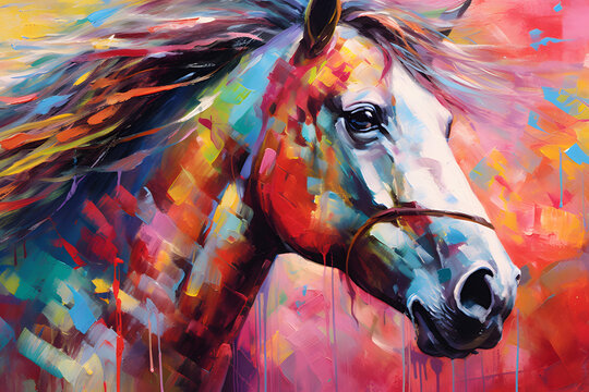 Colorful painting of an Horse
