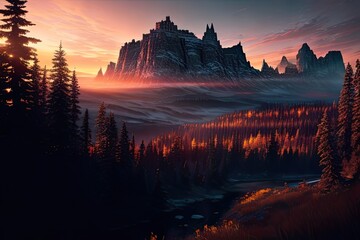 Amazing landscape illustration, beautiful world landscape, generative ai, ai generated art