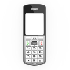 3d modernes Festnetztelefon, Mobiltelefon mit Tasten und display, transparent freigestellt - 615138023