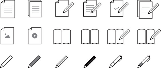 ドキュメントとペンのアイコンセット