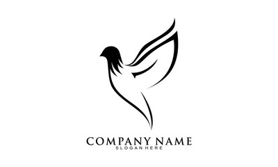 Fototapeta na wymiar Elegant flying bird simple vector logo