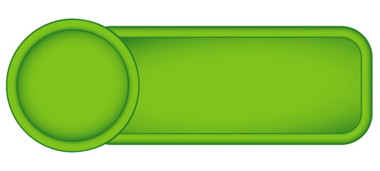 Ein grüner Button mit Textbox auf weißem Hintergrund.
