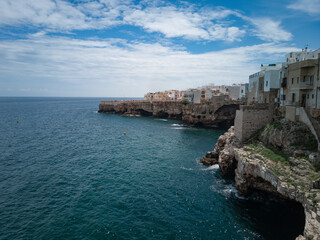 Fototapeta na wymiar panorama of the cliff of Polignano a Mare Grotta Palazzese province of Bari