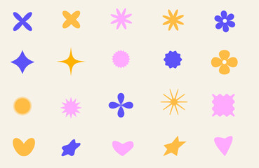 Trendy abstract shapes. 90s style. Elements for posters design, stickers. Vector illustration. Retro