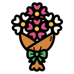 bouquet filled outline icon style