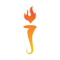 Burning Torch Fire Flame with Pillar column logo